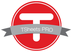 Red circular TSheets Quickbooks Time PRO advisor logo